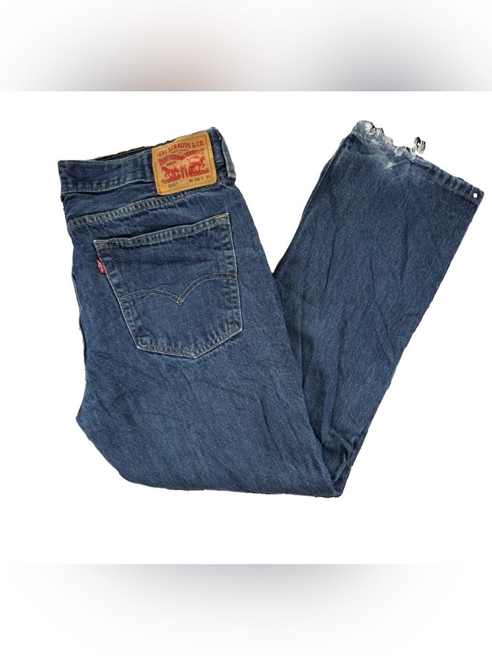 Levi's 514 Jeans Men's 36x30 Dark Wash Denim Blue Distress Y2K Grunge Alt